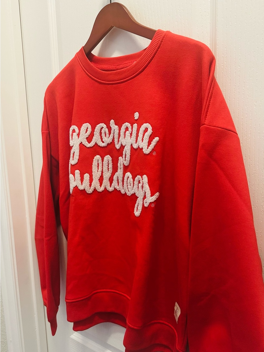 Pressbox Red Sweatshirt with White Chenille Script - Picture 2 of 5